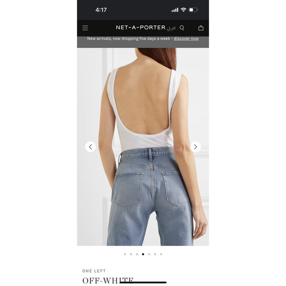 Off-white Open back Printed Ribbed Cotton-blend Jersey Bodysuit - Picture 3 of 12